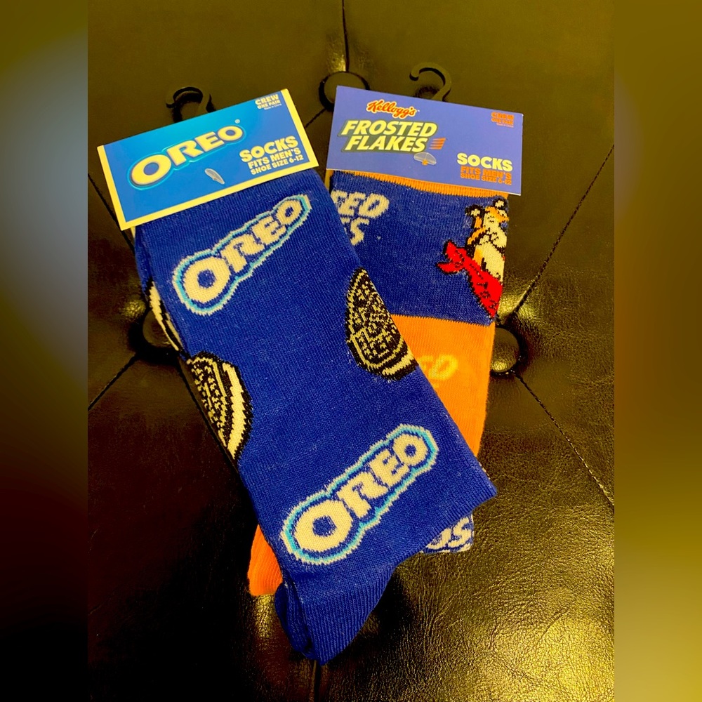 NWT-Novelty Oreo and Frosted Flakes Long Socks, 2 PAIRS, Sz M6-12 or W7.5-13